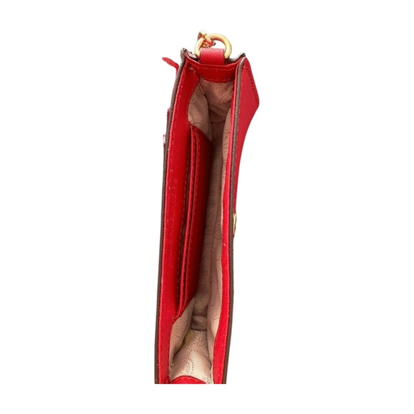 Michael Kors Red Leather Crossbody Bag with Gold Chain & Bow Detail - Picture 3 of 6